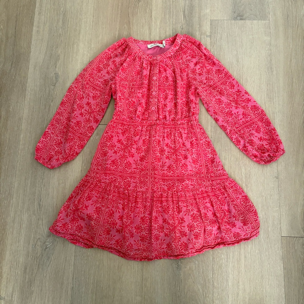 Vineyard Vines Girls Kids Long Sleeve Dress Size XS Pink Red White Floral Print